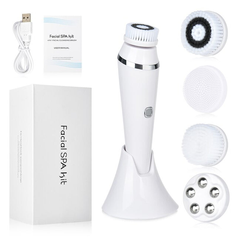 Electric 4In1 Face Cleansing Brush Sonic Blackhead Exfoliating Silicone Face Cleaner Skin Tightening Massage Home Spa Skin Care