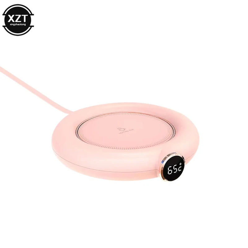 DC 5V USB Heating Warm Cup Pad Constant Temperature Coaster 3 Gear Digital Display Adjustment Timing Heater for Coffee Milk Tea