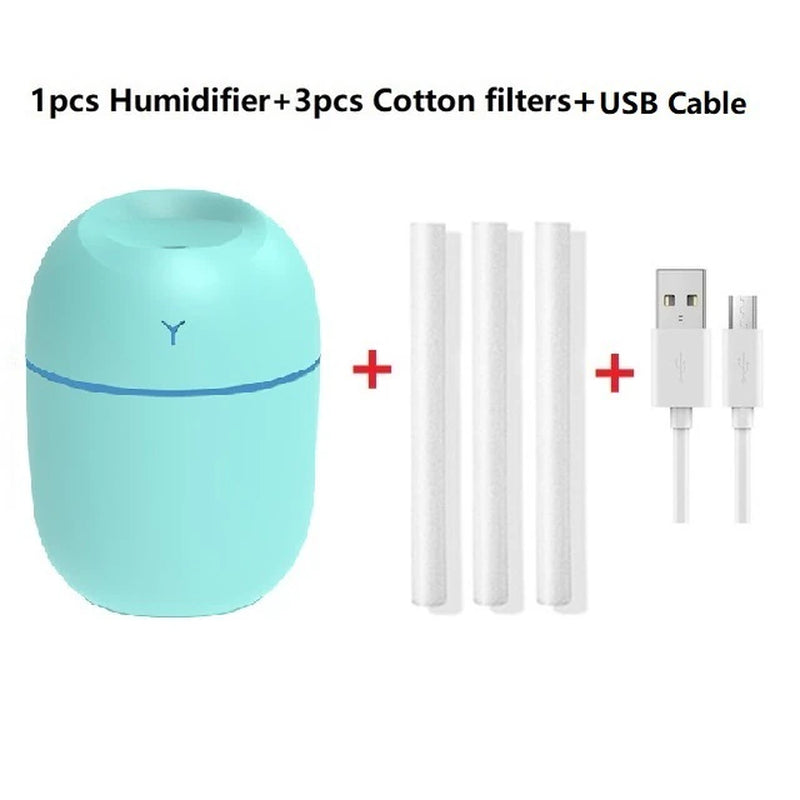 Mini 220ML Air Humidifier USB Aroma Essential Oil Diffuser Humidificador for Home Car Office with LED Night Lamp Freshner