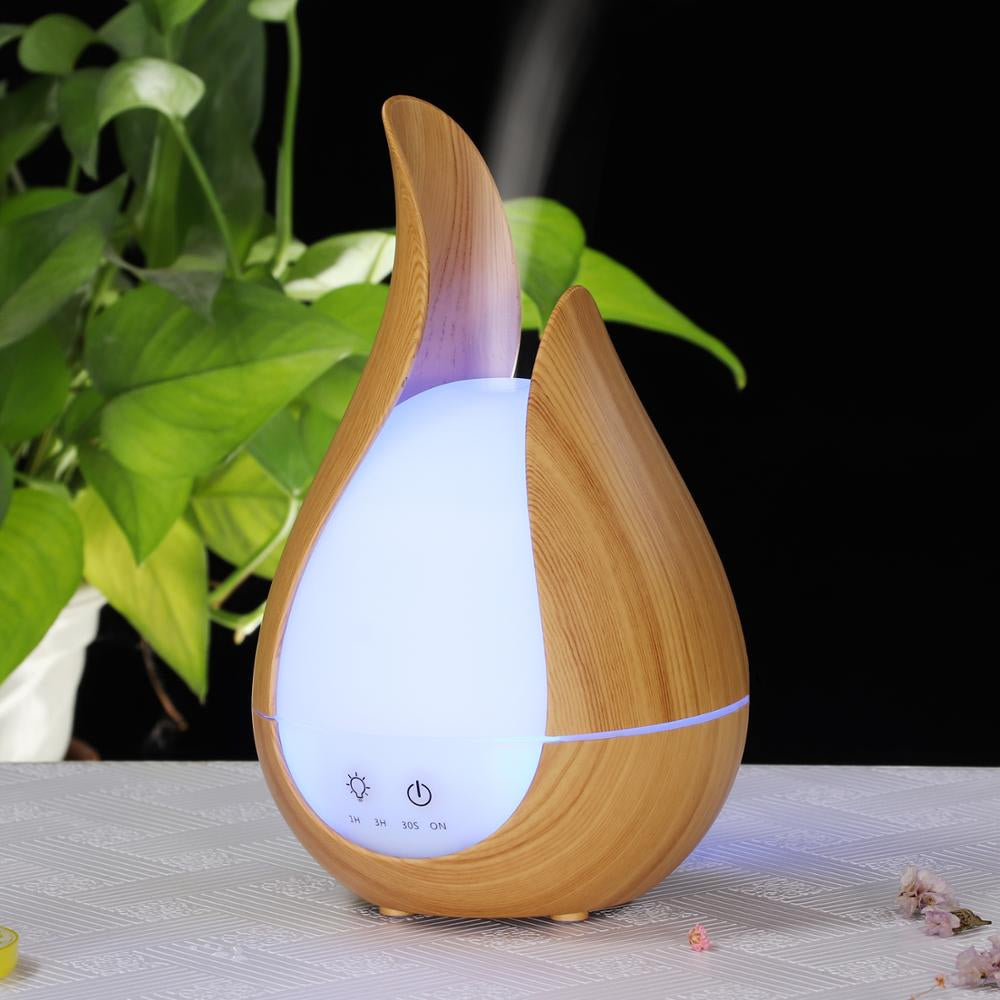 Umidificator de aer de 200 ml Difuzor de uleiuri esențiale, din lemn de marmură Umidificator cu ultrasunete pentru aromoterapie, light wood